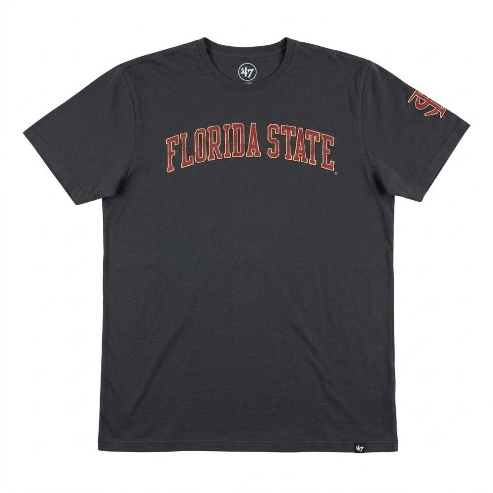 47 Brand Florida State Seminoles T Shirt Mens Large Black FSU Raw Edge Applique